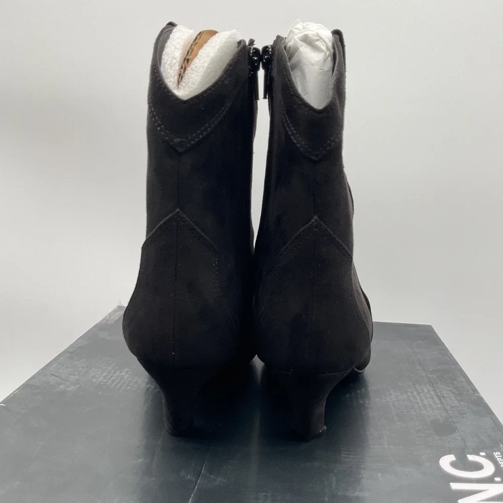 INC International Concepts Womens Black‎ Faux Suede Western Kitten Heel Boots 7M